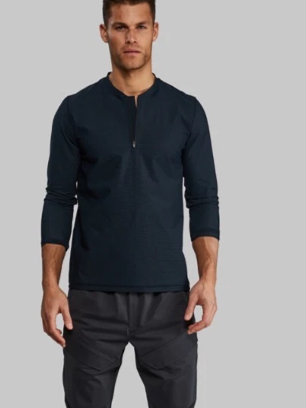 EUC Vollebak NAVY CARBON FIBER Baselayer 1/4 Zip quarter Sz S  Made In Portugal